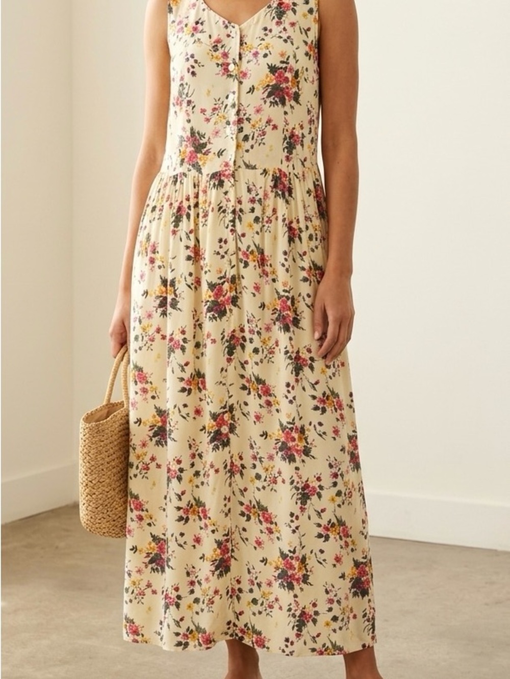 VTG Lillian Lorow Floral Rayon Midi Dress L